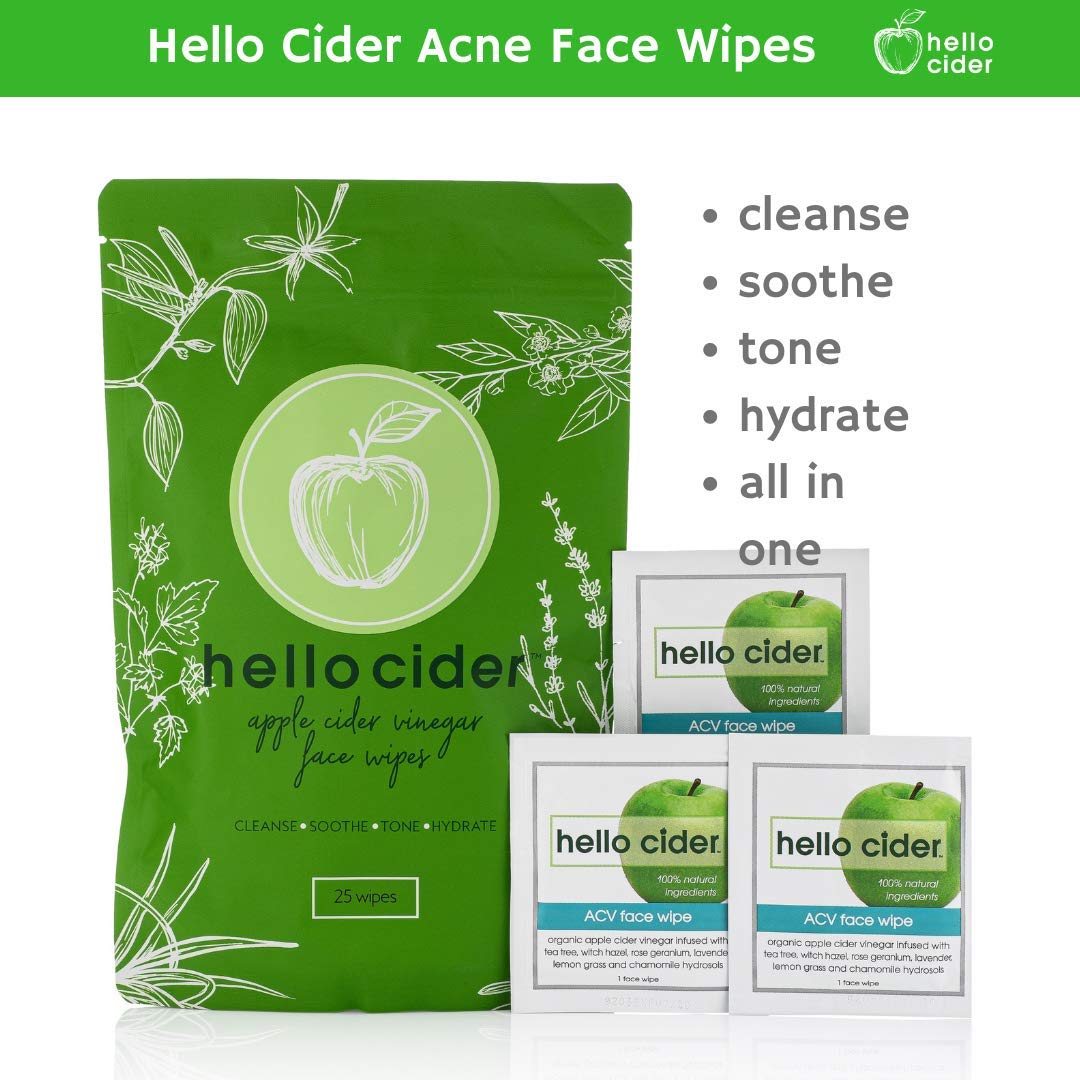 Hello Cider Chamomile hydrosol wipe highlighting soothing properties