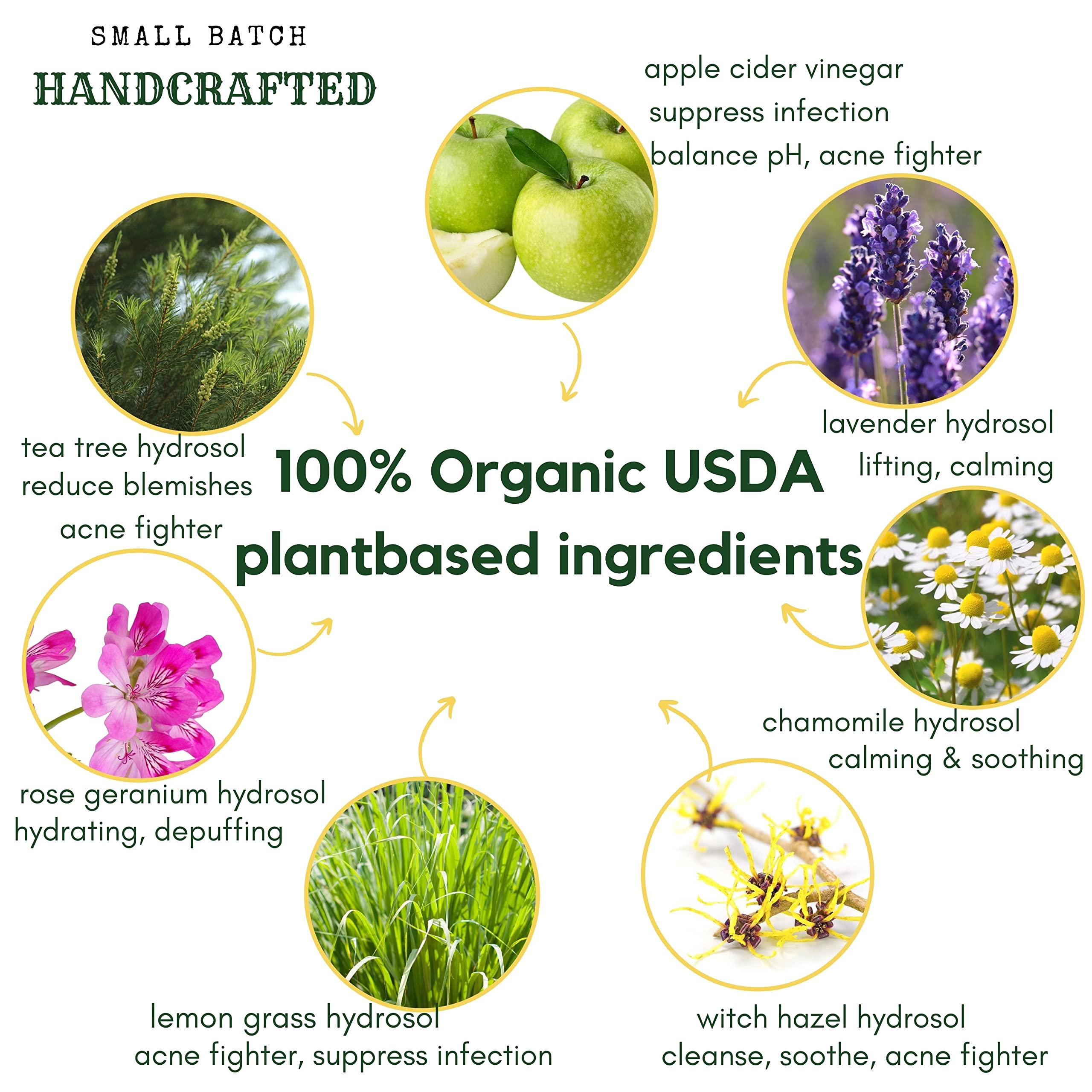 Hello Cider wipes hydrosols rose and tea tree for gentle blemish support