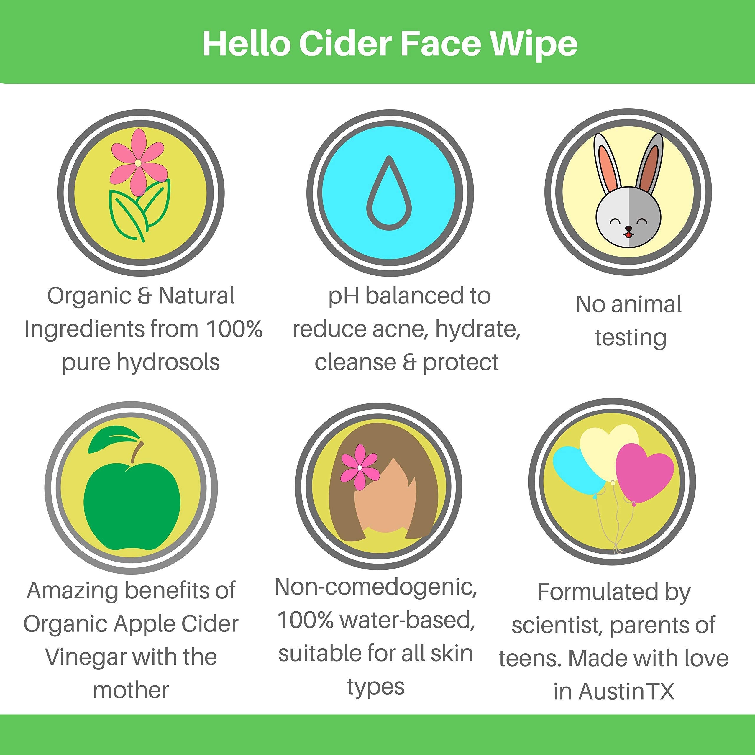 Hello Cider Witch Hazel hydrosol toner wipe balancing skin