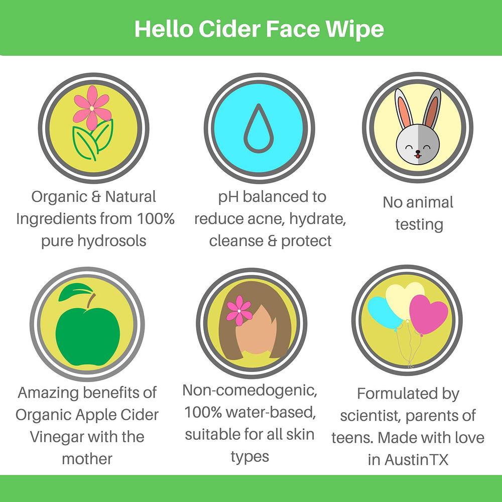 Hello Cider Witch Hazel hydrosol toner wipe balancing skin
