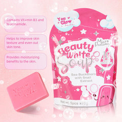 Helowod You Glow Babe soap bar close-up with creamy lather