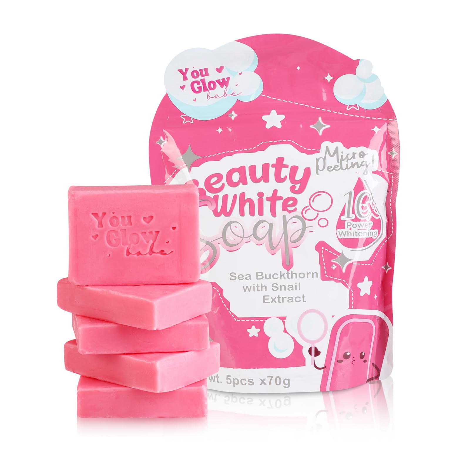 Helowod You Glow Babe packaging showing a five-bar soap set for pampering routines