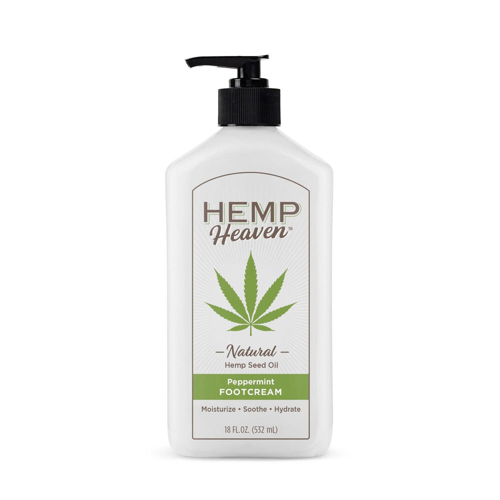 Hemp Heaven foot cream bottle with tea tree scent for refreshed feet