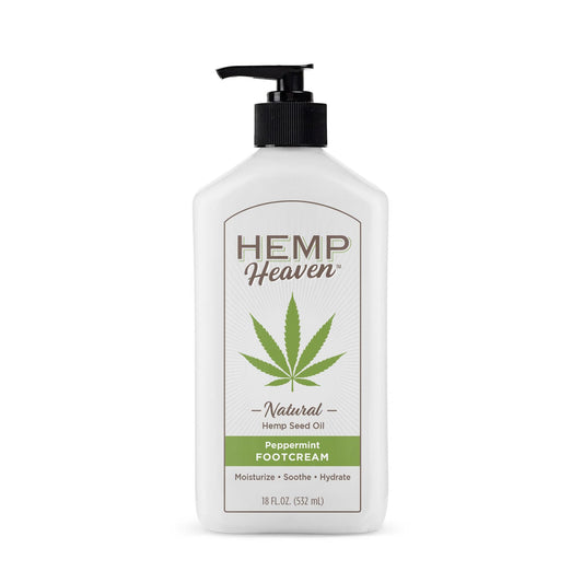 Hemp Heaven foot cream bottle with tea tree scent for refreshed feet