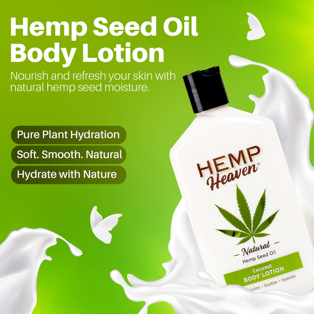 Hemp Heaven Hemp Lotion texture close-up shows a creamy, fast-absorbing formula.