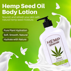 Hemp Heaven body lotion pump 18oz ready for daily moisturizing.