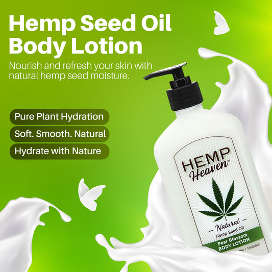 Pump bottle of Hemp Heaven lotion enabling easy, mess-free daily use