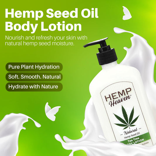 Hemp Heaven Hemp Lotion back label highlights paraben-free formula and USA-made quality.