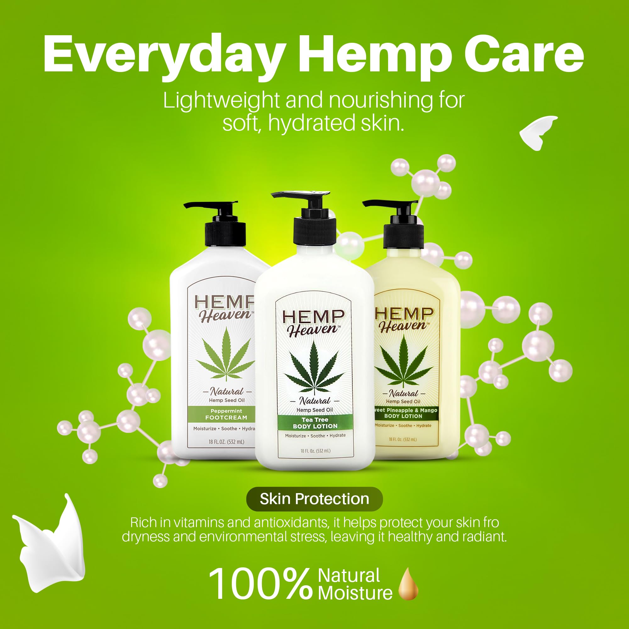 Hemp Heaven Lotion pump-top close-up for controlled, convenient application.