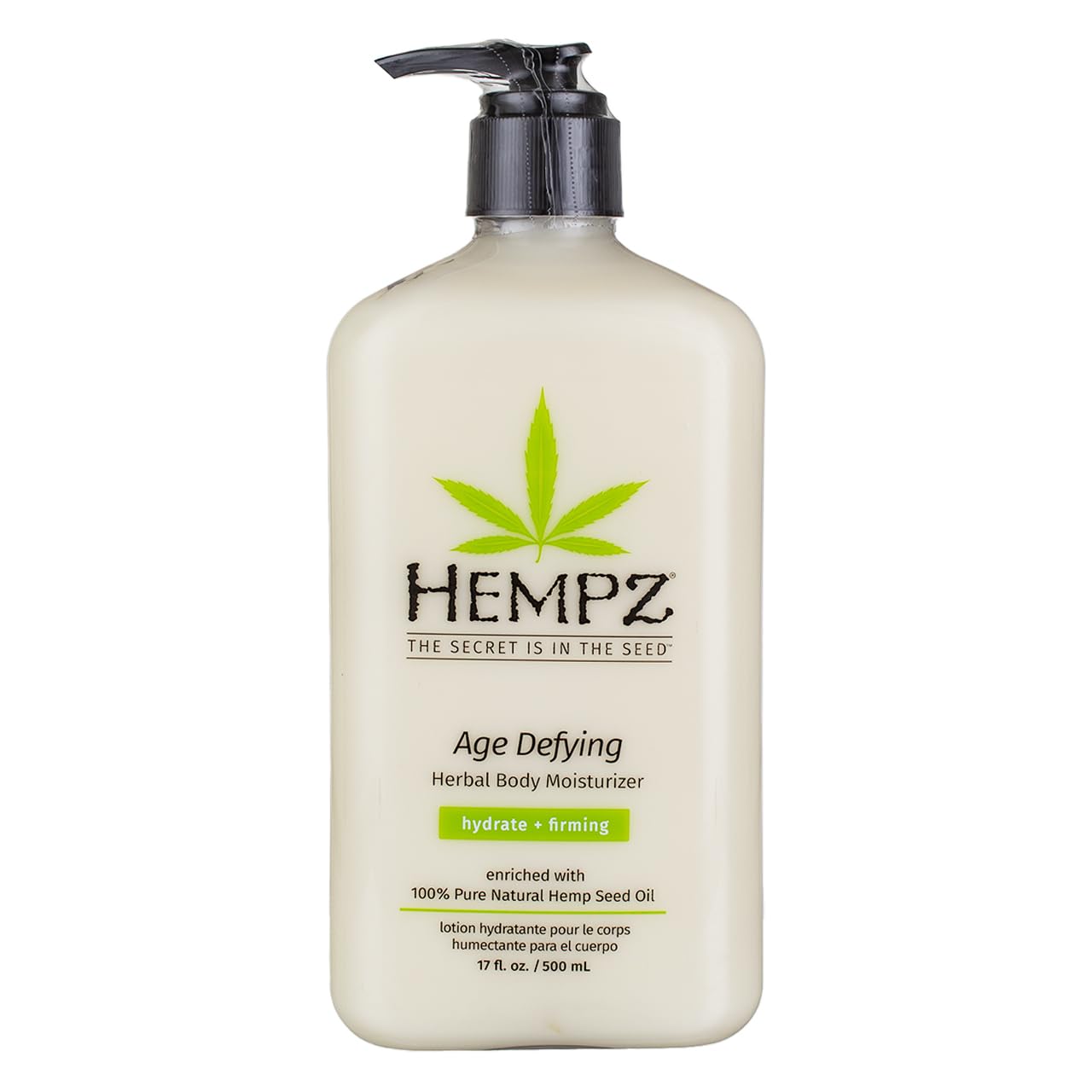 Hempz Age Defying body moisturizer two-pack bottles on display for deep hydration.