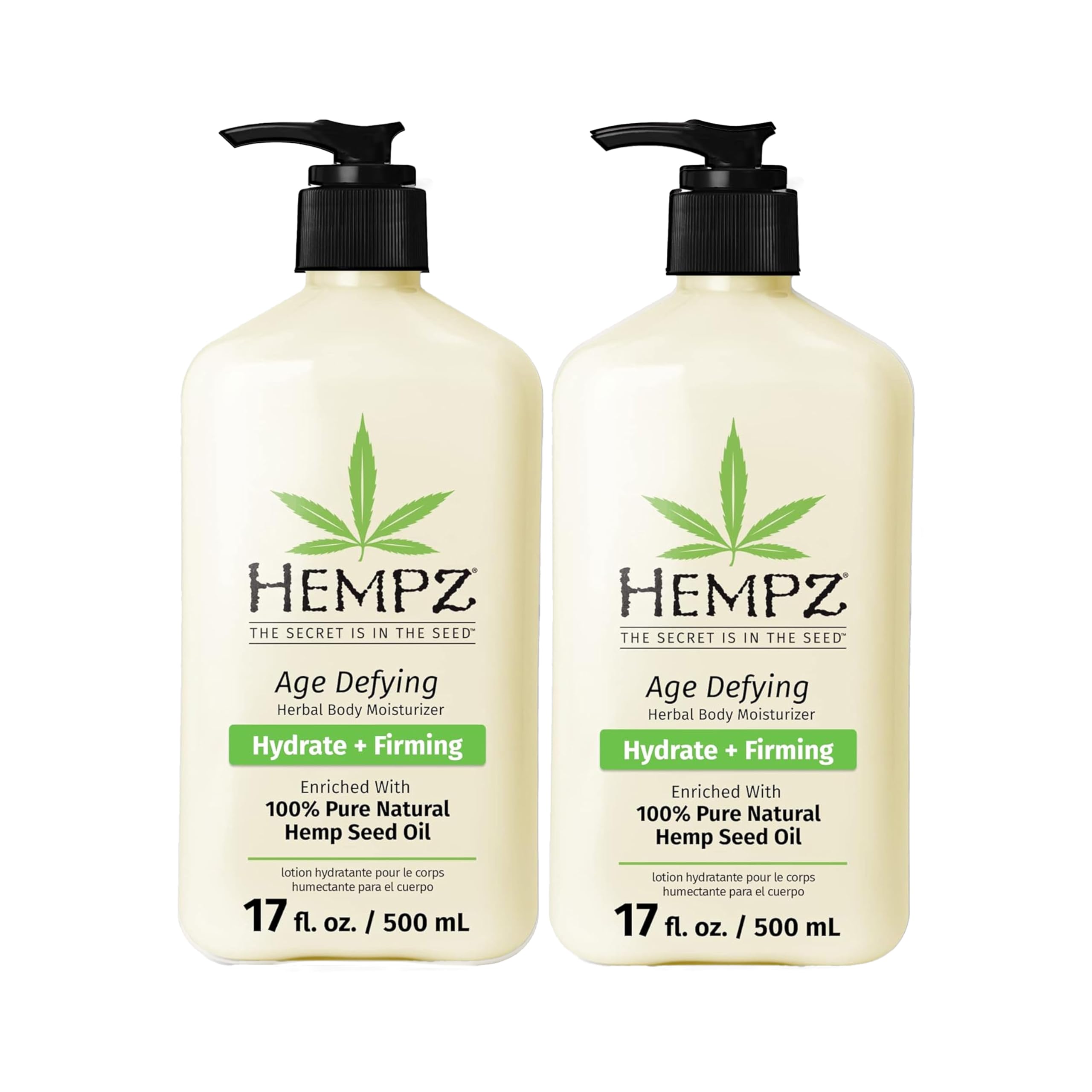 Hempz Age Defying moisturizer bottle front for daily hydration.