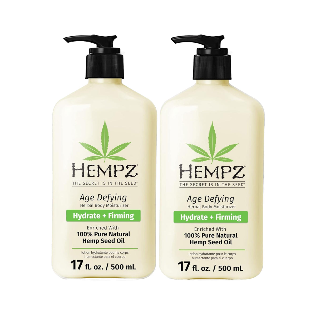 Hempz Age Defying moisturizer bottle front for daily hydration.