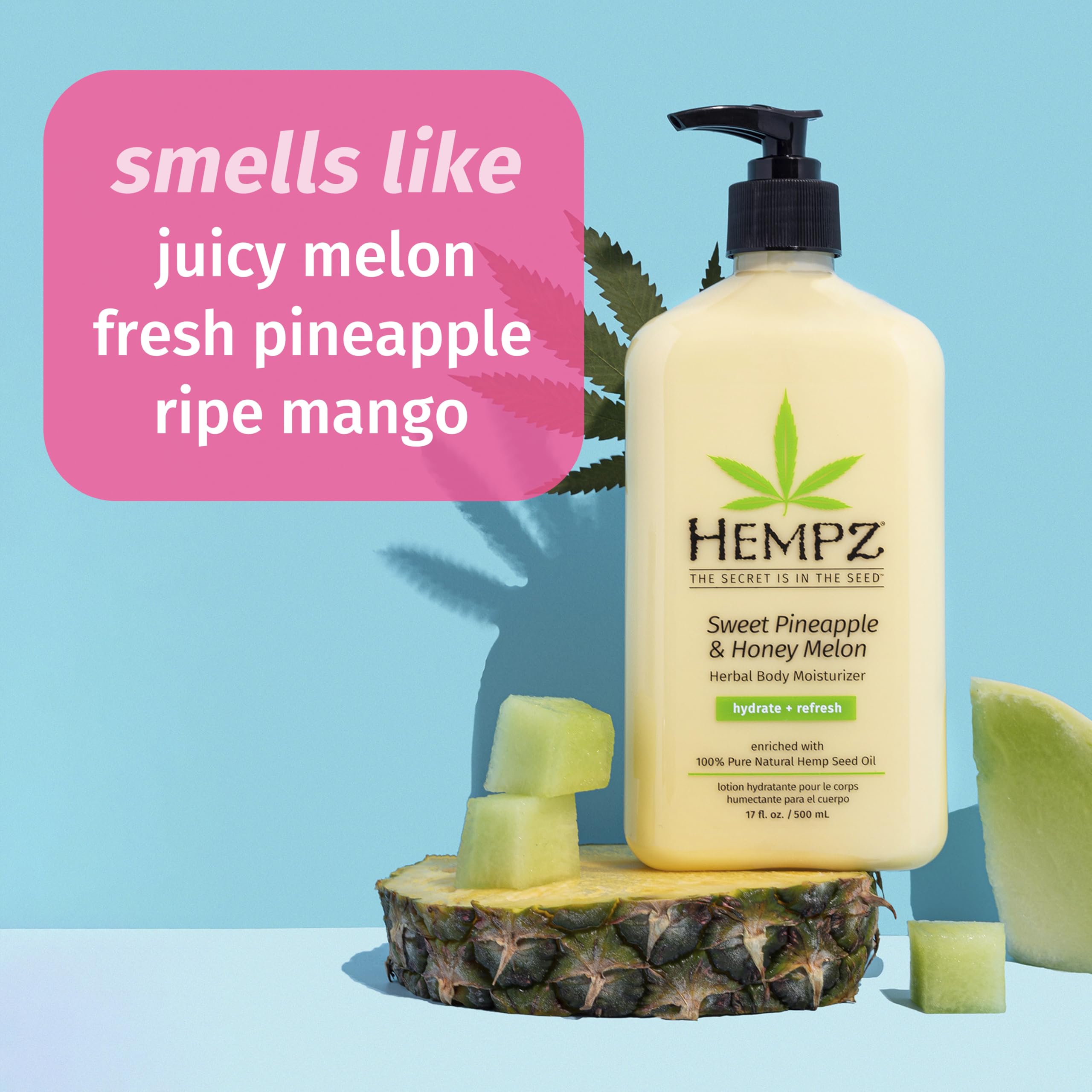 Creamy texture swirl of Hempz Sweet Pineapple & Honey Melon lotion.