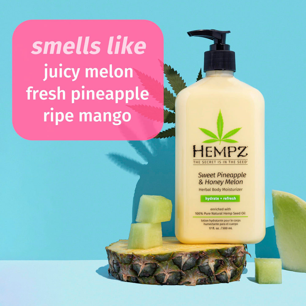 Creamy texture swirl of Hempz Sweet Pineapple & Honey Melon lotion.