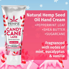 Hempz Candy Cane Lane holiday packaging — festive design ideal for gifting.