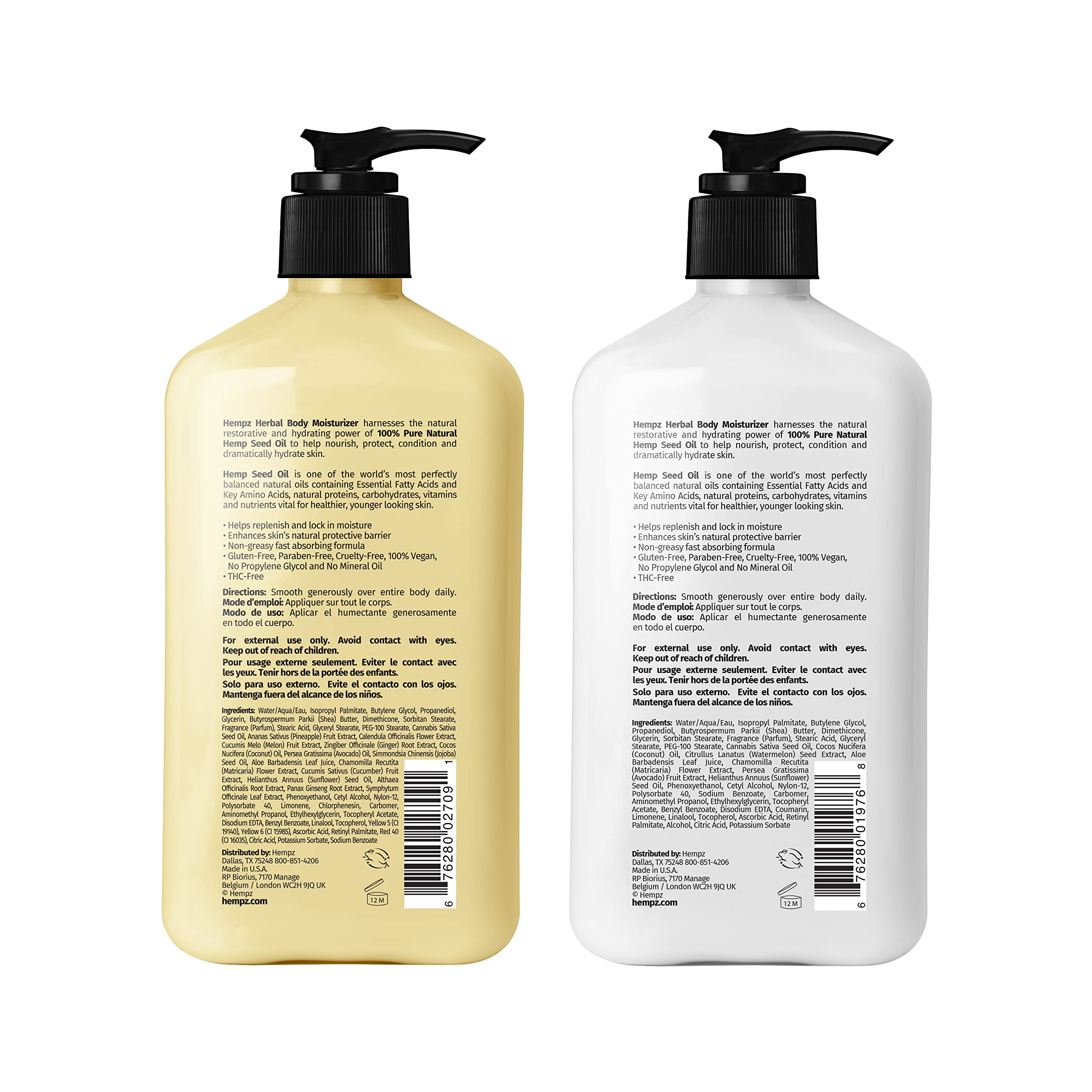 Hempz Coconut & Watermelon bottle showcases 17 oz size for home use