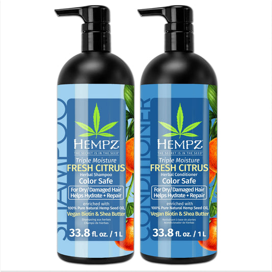 HEMPZ Hair Shampoo Grapefruit Peach front bottle shows color-safe cleansing for vibrant hair