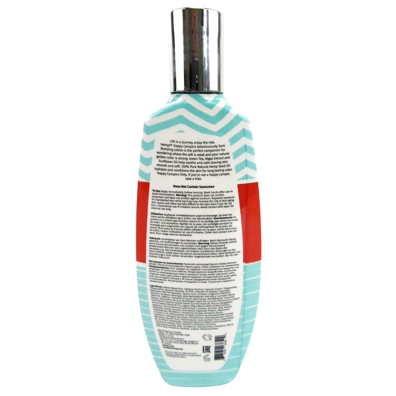 Hempz Happy Camperz bottle pump application shows easy, controlled self-tanning distribution