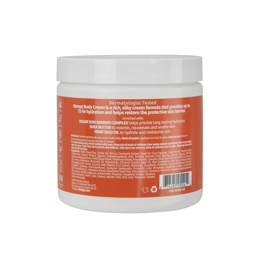 Hempz Lux Body Cream texture swatch shows rich, non-greasy cream