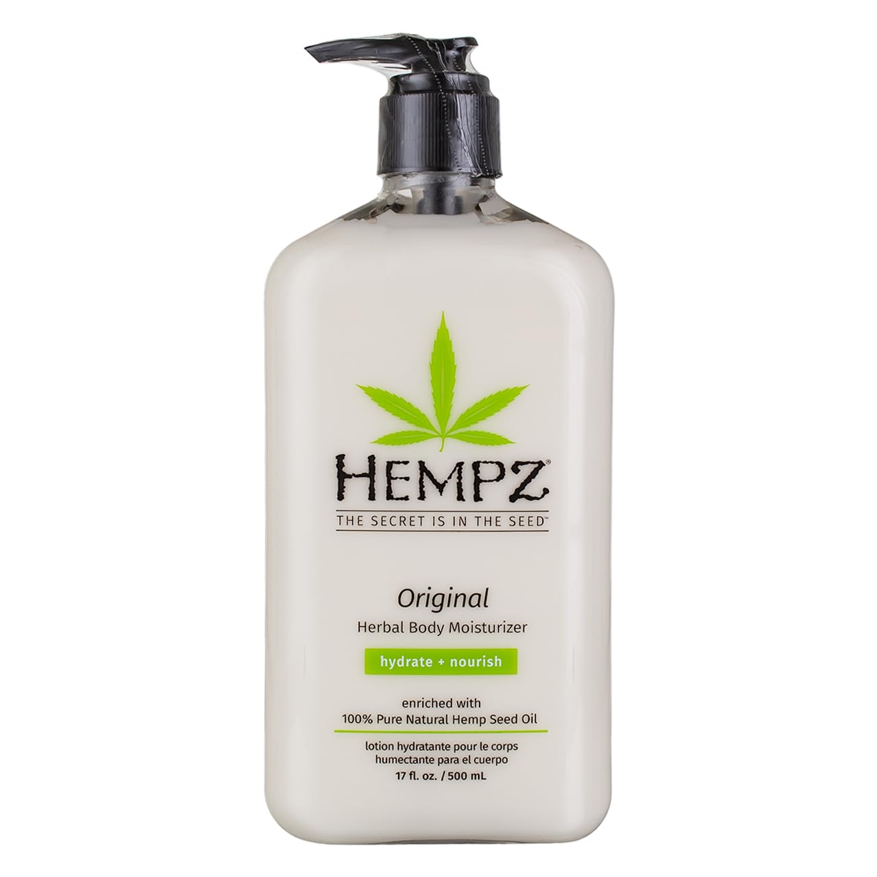 Hempz Original Body Moisturizer bottle pump delivers lasting hydration for daily skin care.