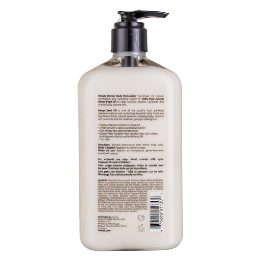 Hempz Original label closeup highlighting vegan formula and paraben-free claim.