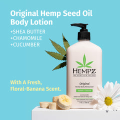 Bottle-pump dispenser demonstrates easy, mess-free application of Hempz Original moisturizer.