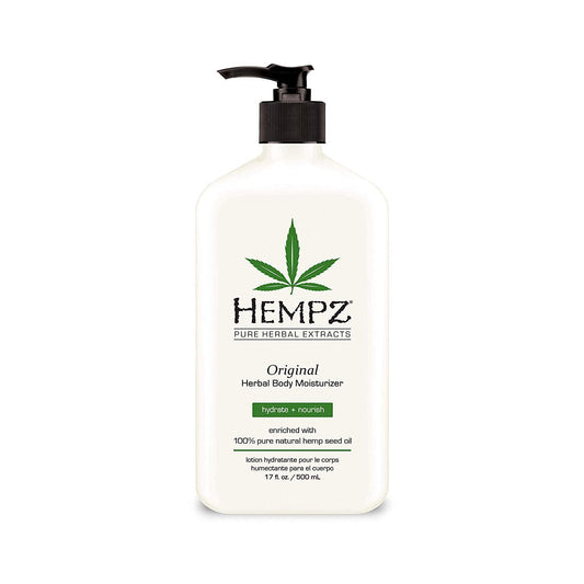 Hempz Original Herbal Body Moisturizer 17 oz bottle provides deep hydration for smooth, nourished skin.