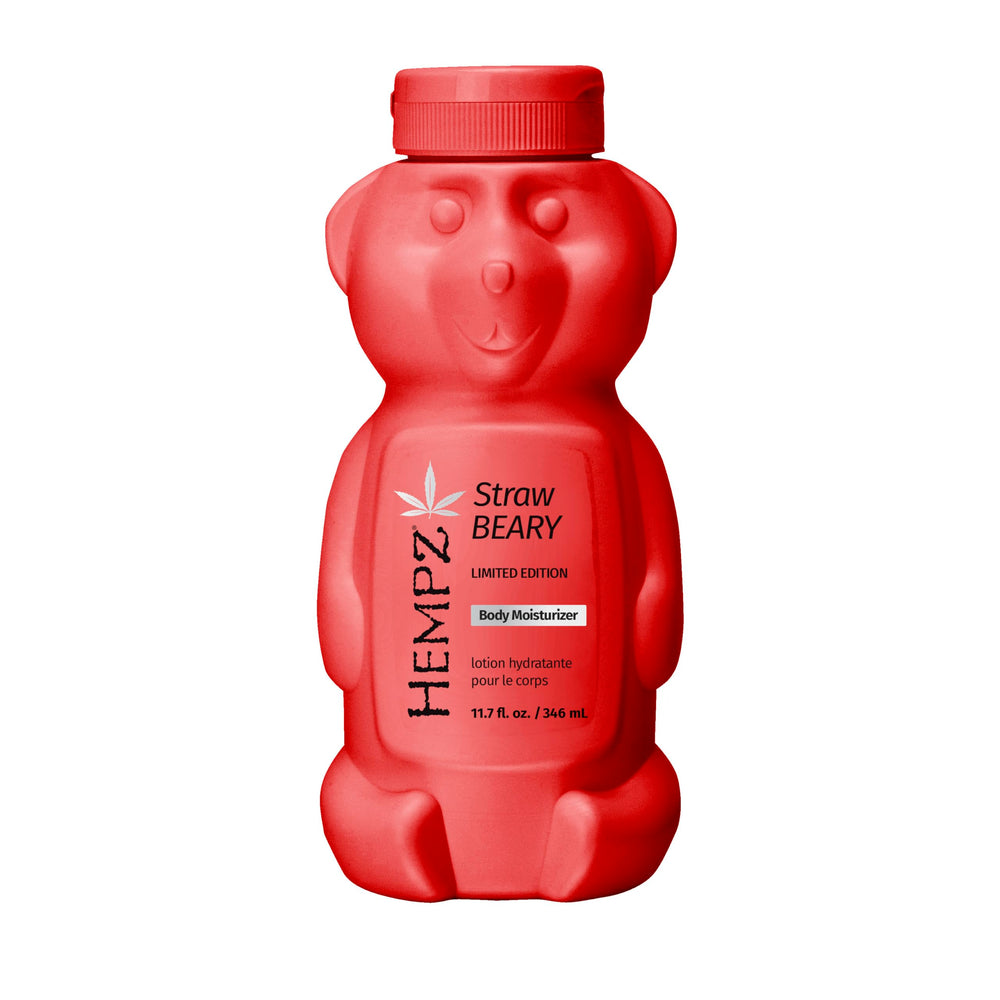 Hempz Strawbeary bottle front showing giftable design for daily hydration.