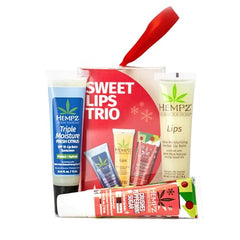 Hempz Sweet Lips Trio tubes close-up showing three moisturizing balms