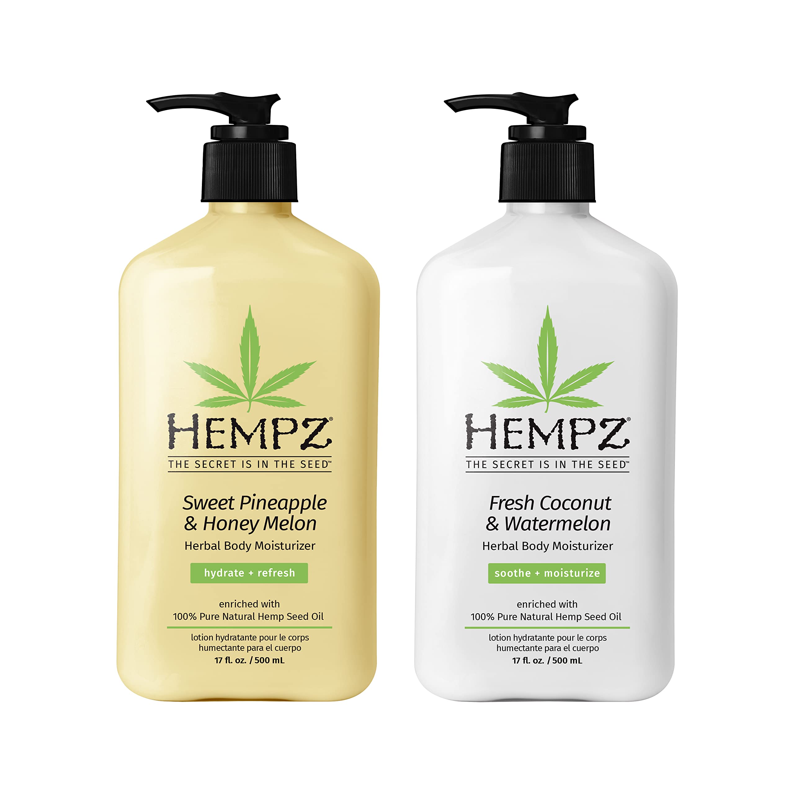 Hempz Sweet Pineapple & Honey Melon bottle with pump for daily hydration