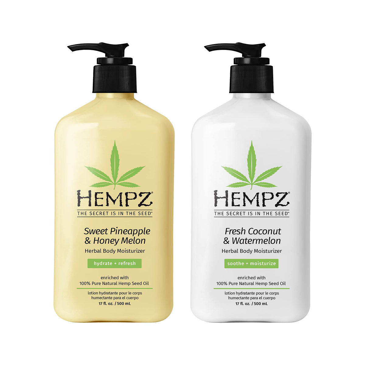 Hempz Sweet Pineapple & Honey Melon bottle with pump for daily hydration