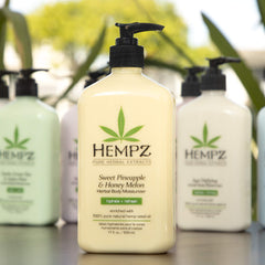 Hempz lotion texture closeup showcasing creamy, fast-absorbing moisture.