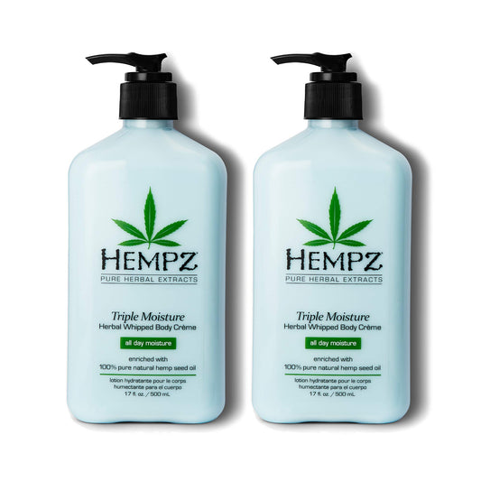 Hempz Triple Moisture whipped cream bottle showing rich texture for deep hydration