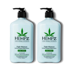 Hempz Triple Moisture whipped cream bottle showing rich texture for deep hydration
