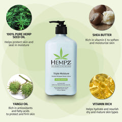 Hempz Yangu oil and hemp seed oil ingredients for nourishing moisture