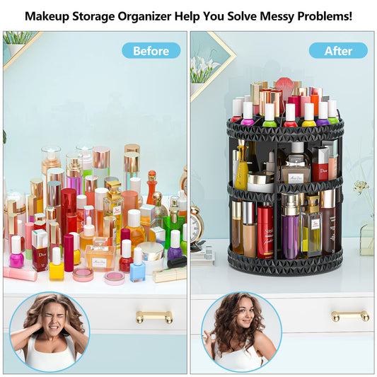 HEMTROY rotating makeup organizer demonstrates smooth rotation for fast shade retrieval