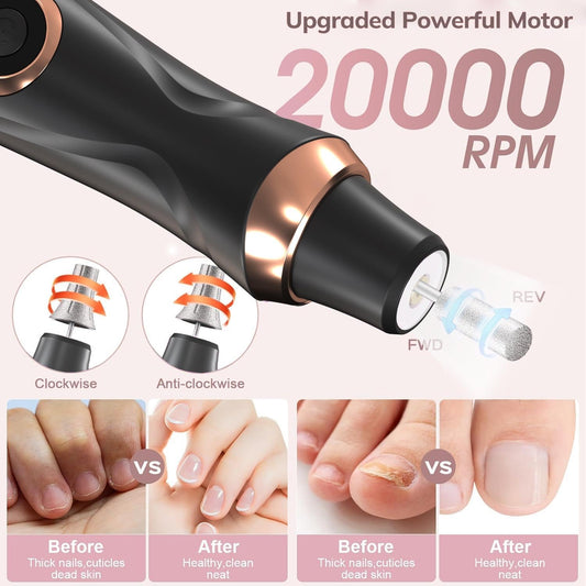 HengYuaoler manicure pedicure kit showing 14 bits and 36 sanding bands.