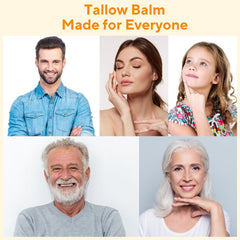 Henjaca natural ingredients banner highlights honey and tallow benefits.