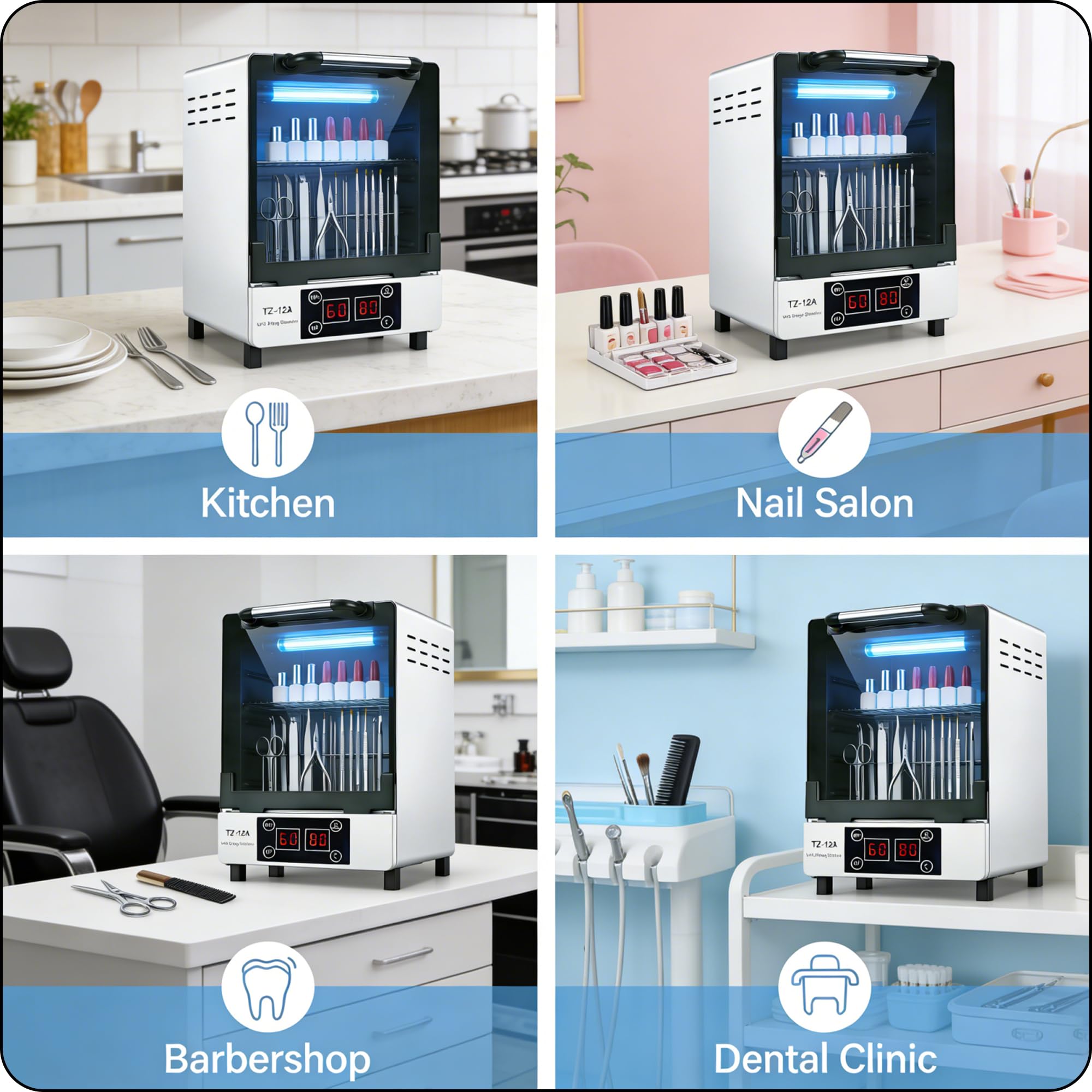 Control panel on the Henlivy cabinet displaying timer and temperature settings.
