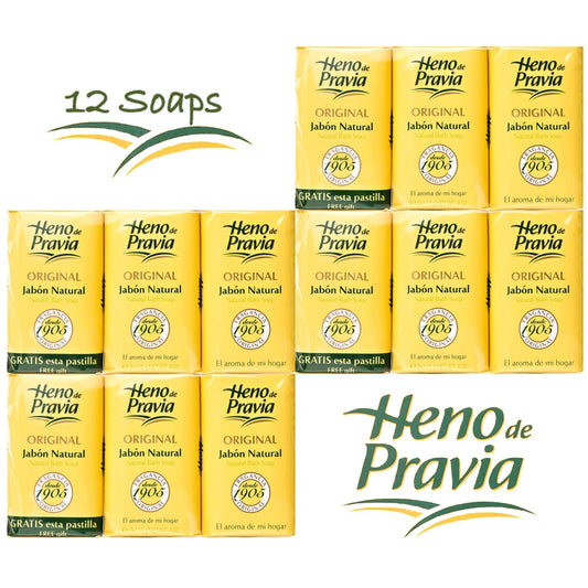 Close-up of Heno de Pravia soap bars with smooth texture for everyday cleansing.