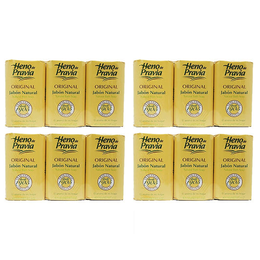 Heno De Pravia Original 4 oz soap bar close-up with creamy lather.