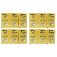 Heno De Pravia Original 4 oz soap bar close-up with creamy lather.