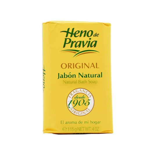 Wrapped Heno De Pravia Original soap bar, classic aroma for daily cleansing.