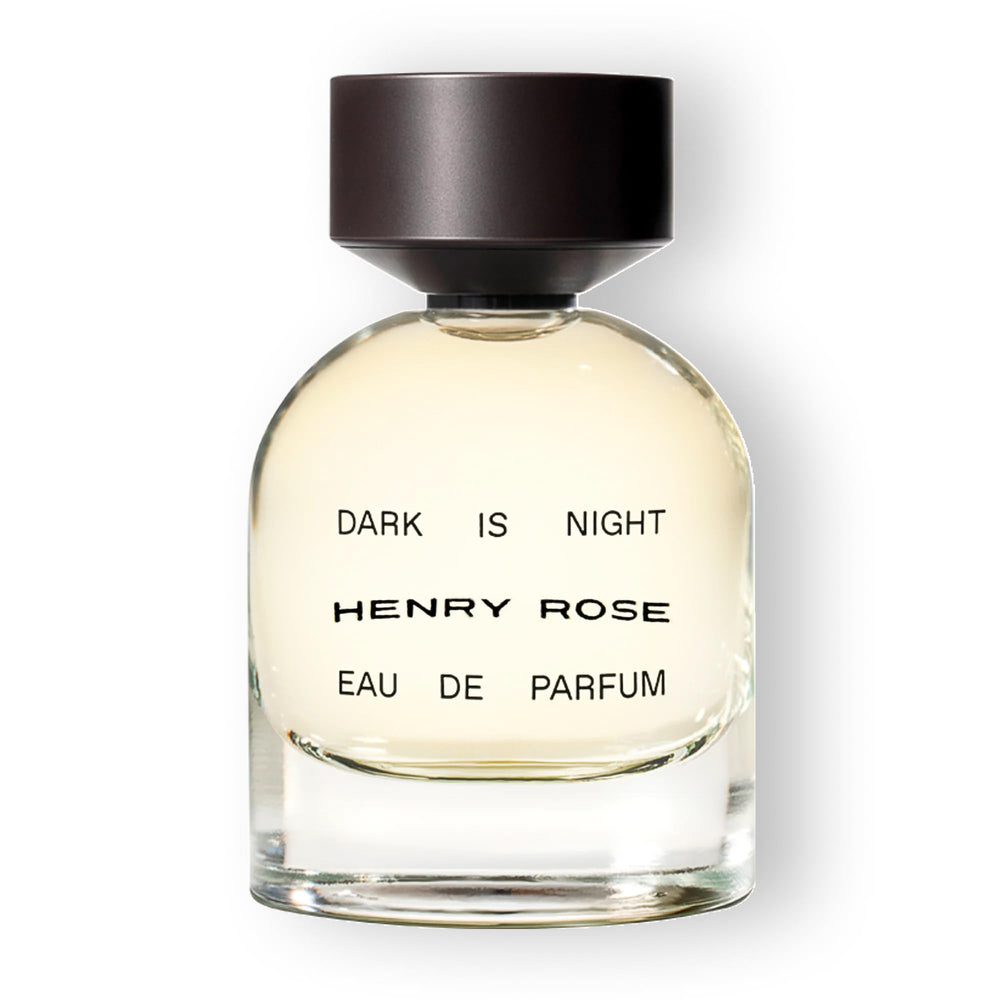 Henry Rose Dark Is Night bottle front, unisex woody scent for everyday wear.
