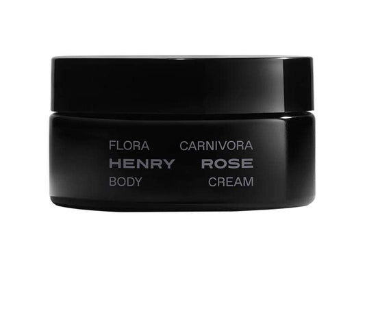 Henry Rose Flora Carnivora Body Cream showcases a creamy texture for daily hydration.