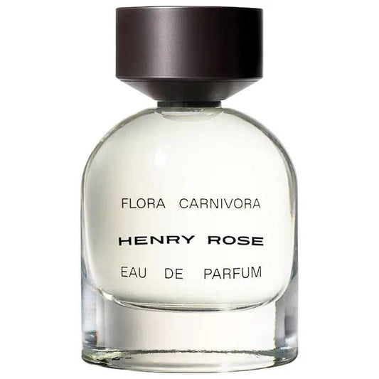 Henry Rose Flora Carnivora bottle highlights a transparent, genderless design for everyday wear