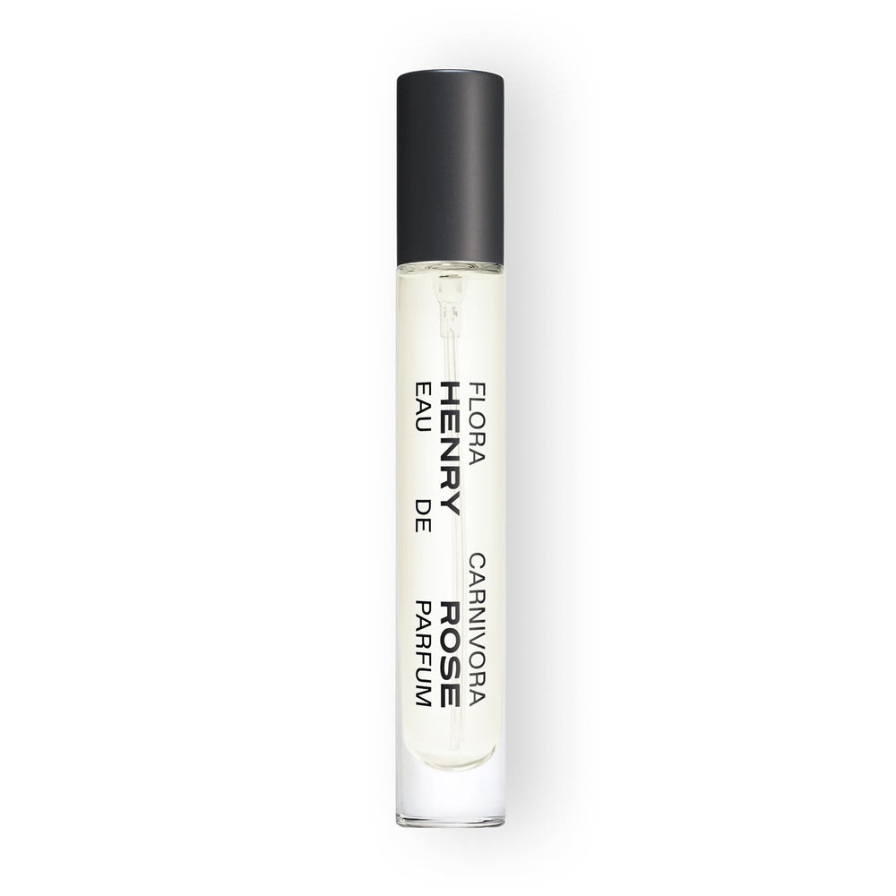 Henry Rose Flora Carnivora bottle front view for on-the-go fragrance.