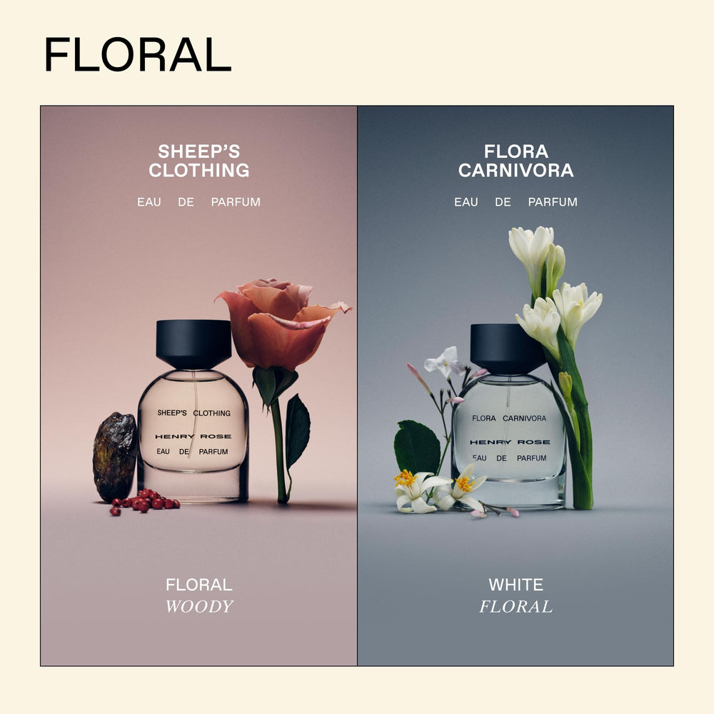 Henry Rose Flora Carnivora vetiver amber detail suggests warmth and depth.
