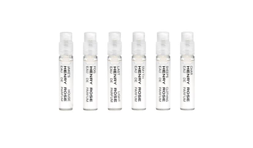 Henry Rose Fresh Discovery Set with six 1.5ml sprays for travel-friendly fragrance discovery