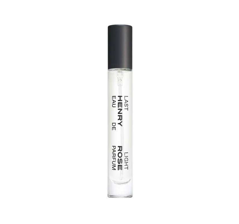 Henry Rose Last Light travel spray offers a compact, genderless bottle for on-the-go scent.